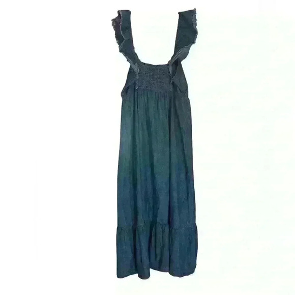 NWT Boutique Sweetheart Flutter-Sleeve Denim Buttondown Dress LP - Picture 3 of 6